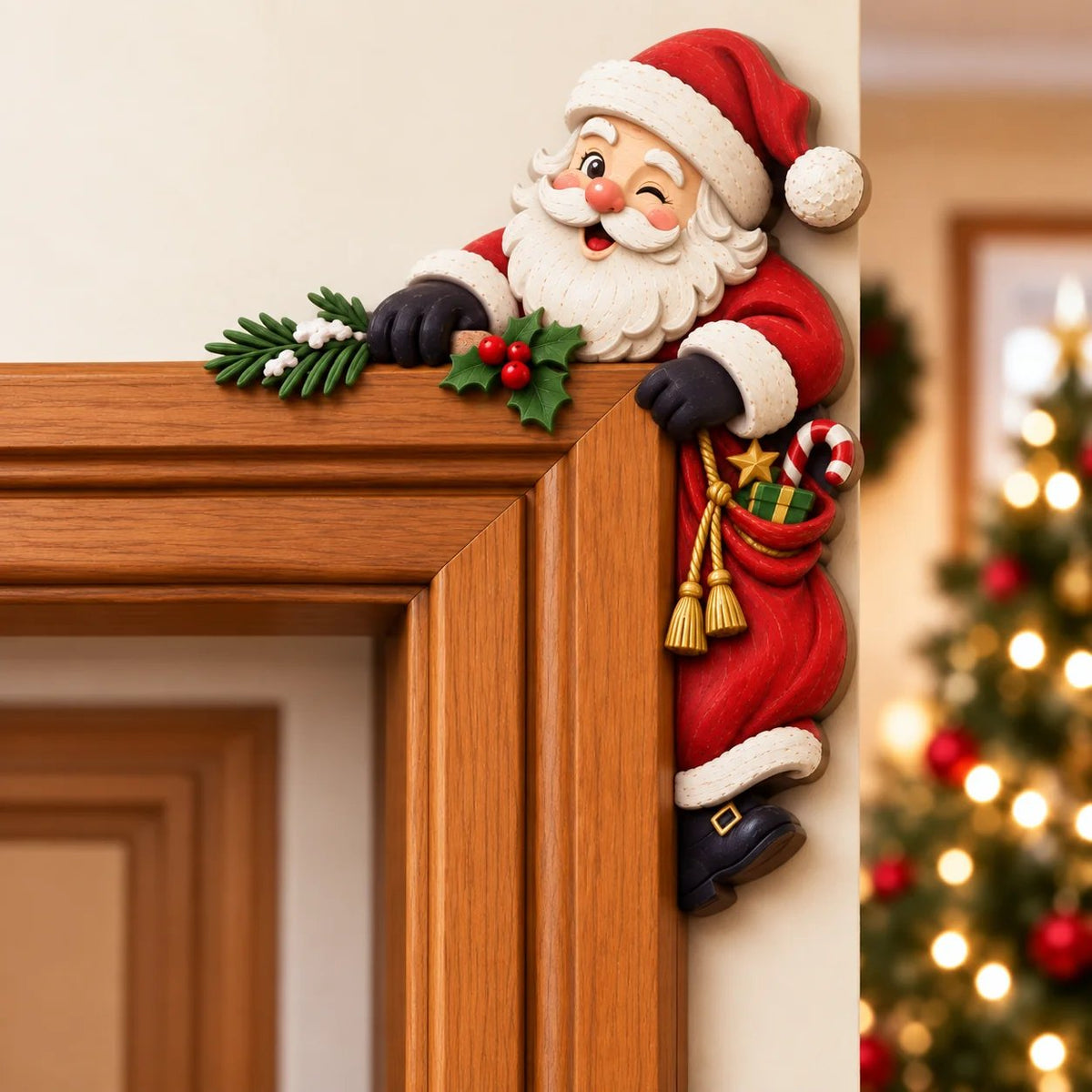 🎄🚪 Christmas Peekaboo Door Frame Corner Decor
