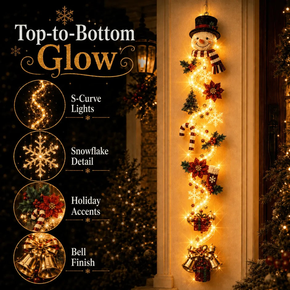 ✨🎄 MerryCascade™ Glowing Christmas Door Hanger — Warm Light, Handcrafted Charm, 6 Vertical Designs
