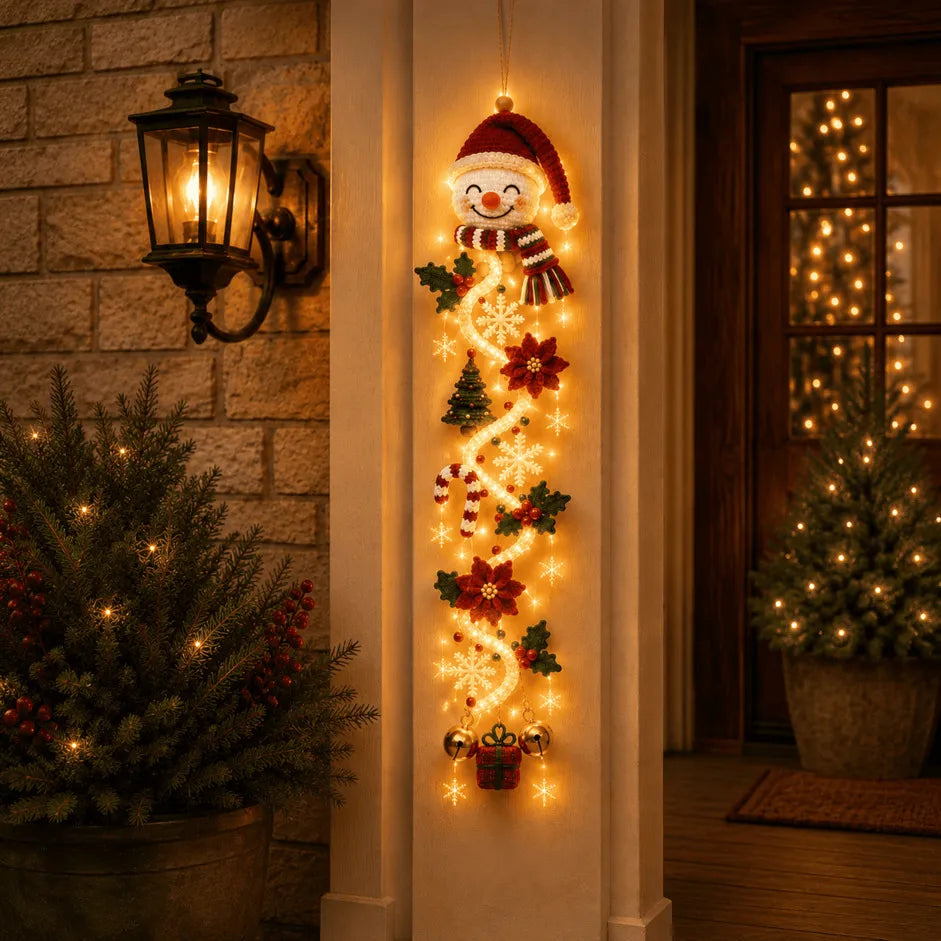 ✨🎄 MerryCascade™ Glowing Christmas Door Hanger — Warm Light, Handcrafted Charm, 6 Vertical Designs