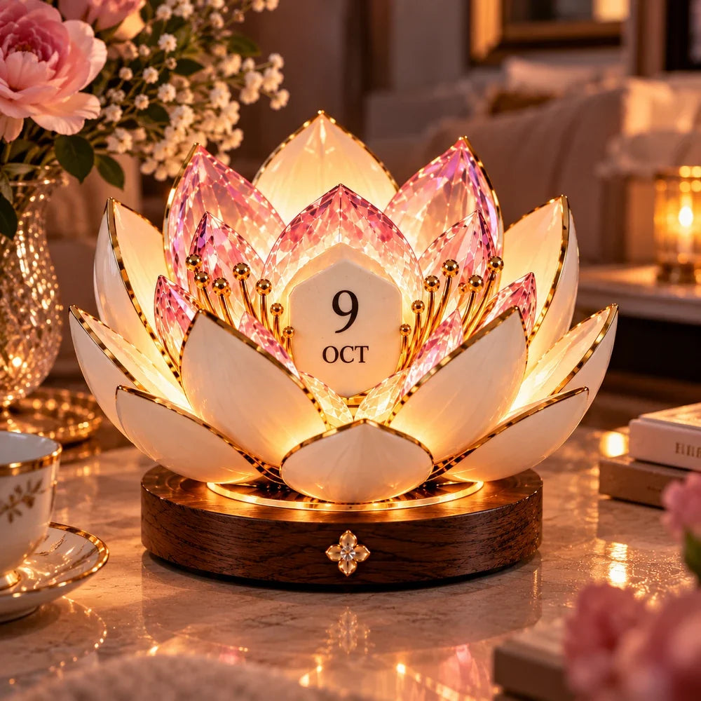 🌸 Automatic Blooming Perpetual Calendar — Flower Calendar That Shows the Date with Warm Ambient Light