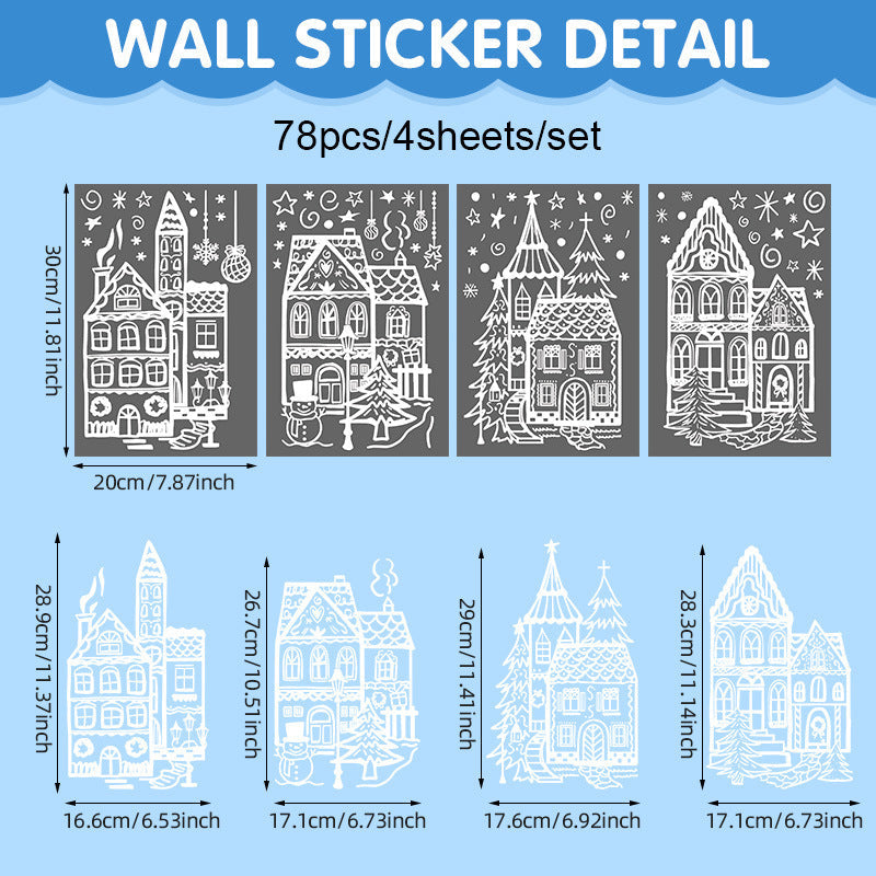 🏘️Christmas Village Window Decals -- Peel & Stick Snowy Scene for Glass Doors & Windows