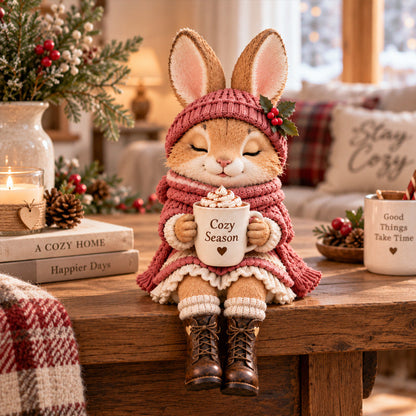 🦊🦉🐰 Cozy Christmas Animal Companion Figurines — Fox, Owl & Bunny with Warm Drink Cups