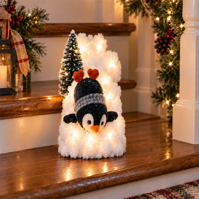 🐧✨ Penguin Staircase Decoration — Festive Illuminated Penguin Parade for Holiday Stairs