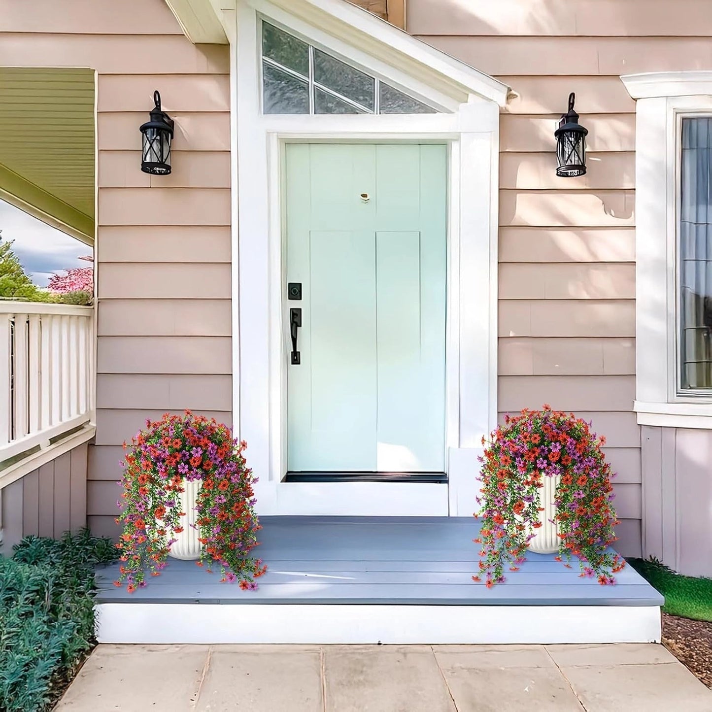 🌿 Cascading daisies & eucalyptus – UV resistant, always in bloom! ☀️