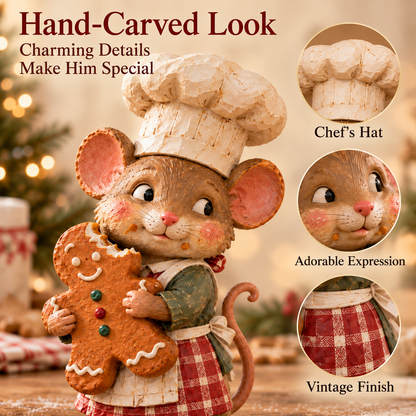 🐭🍪 Gingerbread Mouse Baker — Whimsical Christmas Figurine