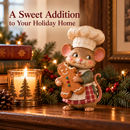 🐭🍪 Gingerbread Mouse Baker — Whimsical Christmas Figurine