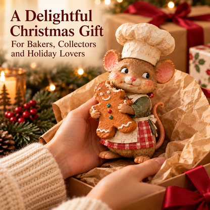 🐭🍪 Gingerbread Mouse Baker — Whimsical Christmas Figurine