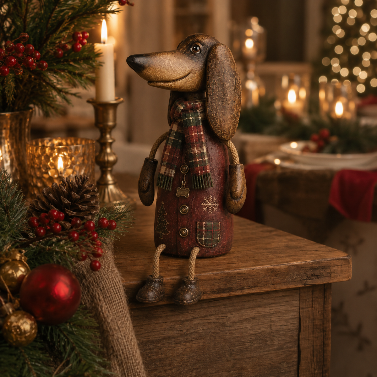 🎄🐾 A Little Dachshund, A Lot of Christmas Cheer — Vintage Shelf Sitter