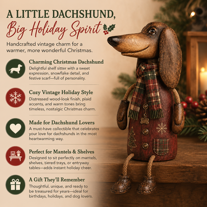 🎄🐾 A Little Dachshund, A Lot of Christmas Cheer — Vintage Shelf Sitter