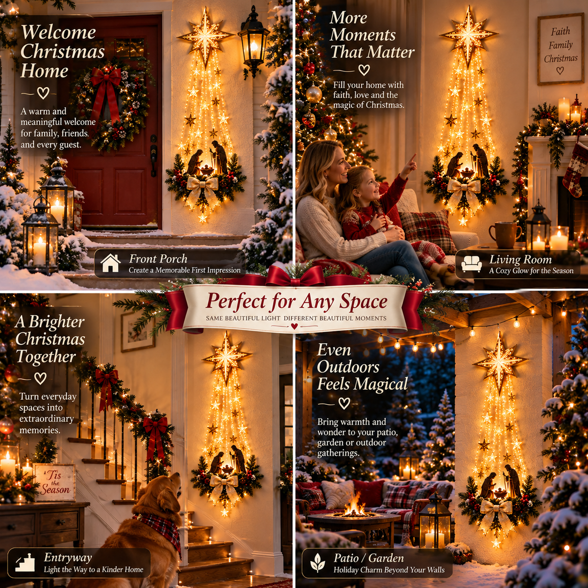 ✝️⭐ Bethlehem Star of Faith Wall Decor — Lighted Nativity Scene with Warm Cascading Glow