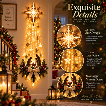 ✝️⭐ Bethlehem Star of Faith Wall Decor — Lighted Nativity Scene with Warm Cascading Glow