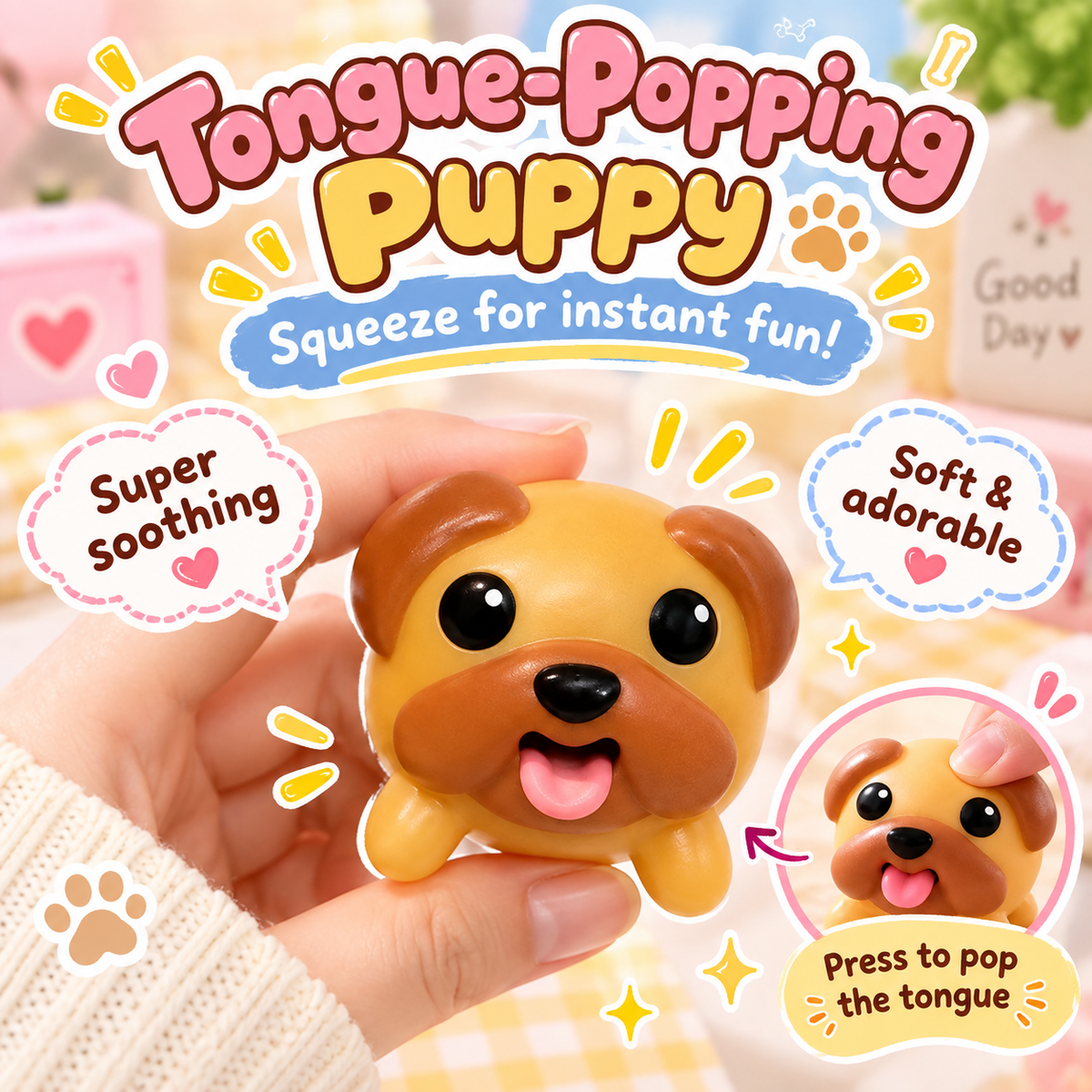 🐶👅 Tongue-Popping Puppy — Press & Pop Fidget Toy for Desk, Study & Gifts