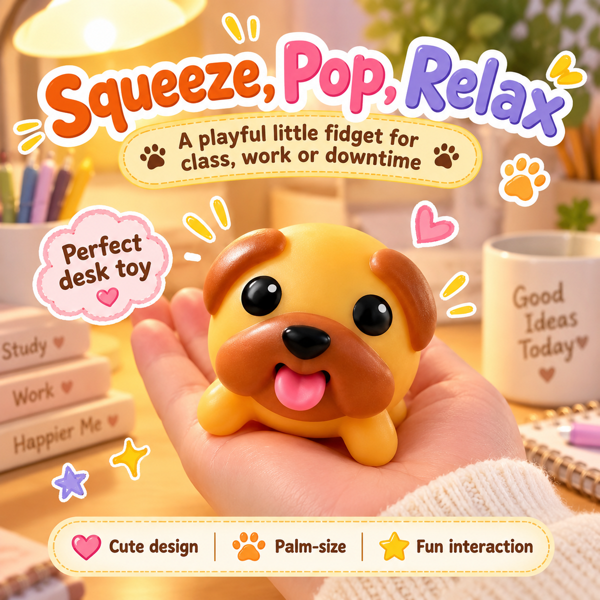 🐶👅 Tongue-Popping Puppy — Press & Pop Fidget Toy for Desk, Study & Gifts