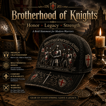 ⚔️ "Brotherhood of Knights" Vintage Cap: Distressed Cotton Baseball Hat for Men! 🛡️