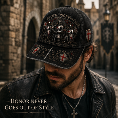 ⚔️ "Brotherhood of Knights" Vintage Cap: Distressed Cotton Baseball Hat for Men! 🛡️