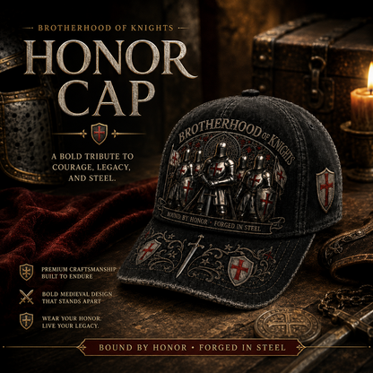 ⚔️ "Brotherhood of Knights" Vintage Cap: Distressed Cotton Baseball Hat for Men! 🛡️