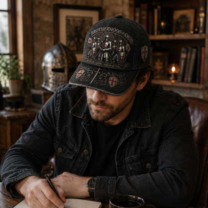 ⚔️ "Brotherhood of Knights" Vintage Cap: Distressed Cotton Baseball Hat for Men! 🛡️