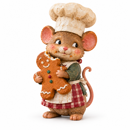 🐭🍪 Gingerbread Mouse Baker — Whimsical Christmas Figurine