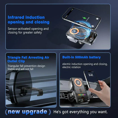 🔥HOT SALE 60% OFF🎁⚡Over 50,000 sold! 📱Smart 2-in-1 Car Rotating Mobile Phone Holder & Wireless Charger⚡