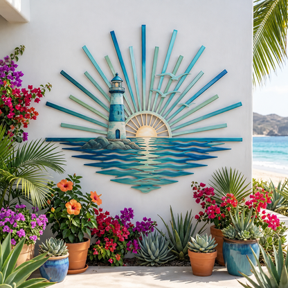 🌊 ‘Legend of the Sunset Tides’ Metal Wall Art: Coastal Ocean Sunset Decor! 🌅