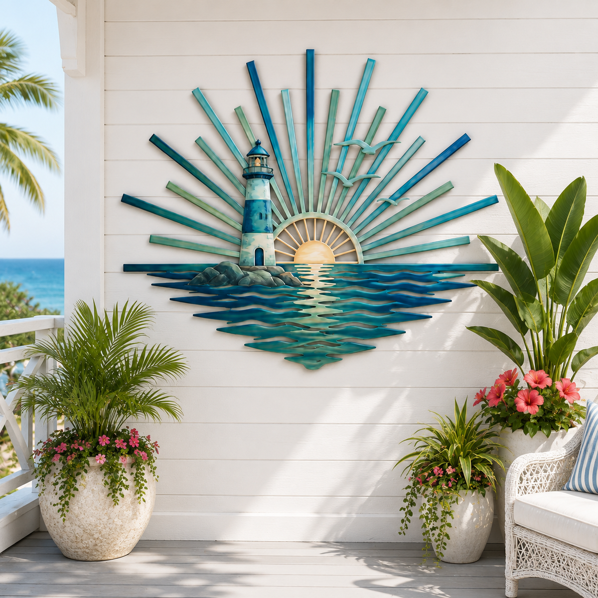 🌊 ‘Legend of the Sunset Tides’ Metal Wall Art: Coastal Ocean Sunset Decor! 🌅