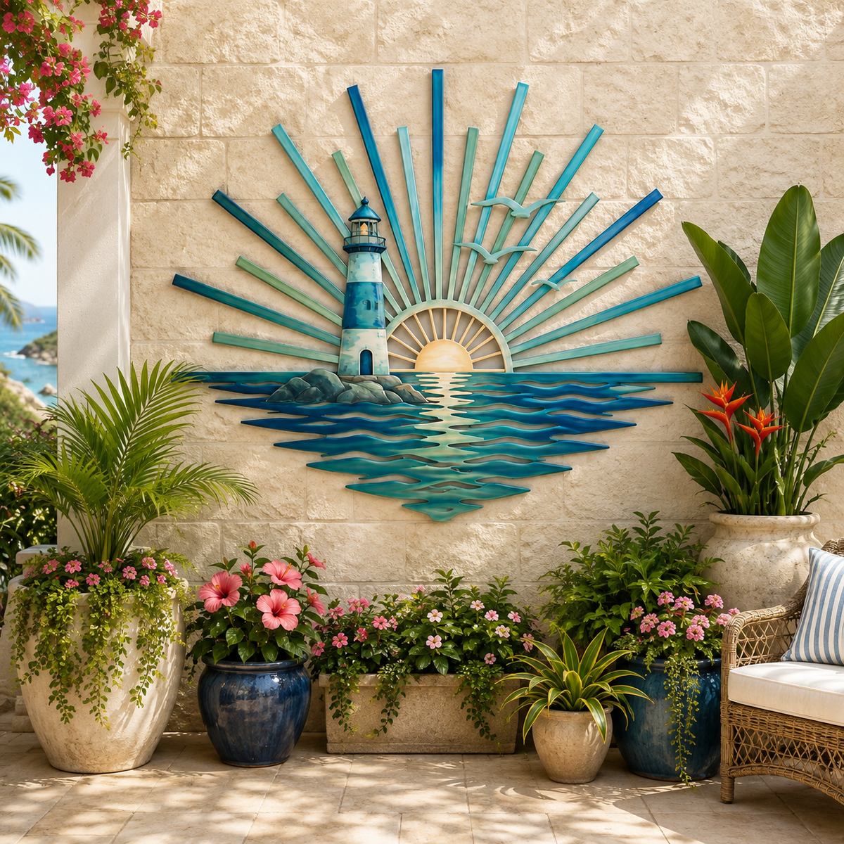 🌊 ‘Legend of the Sunset Tides’ Metal Wall Art: Coastal Ocean Sunset Decor! 🌅