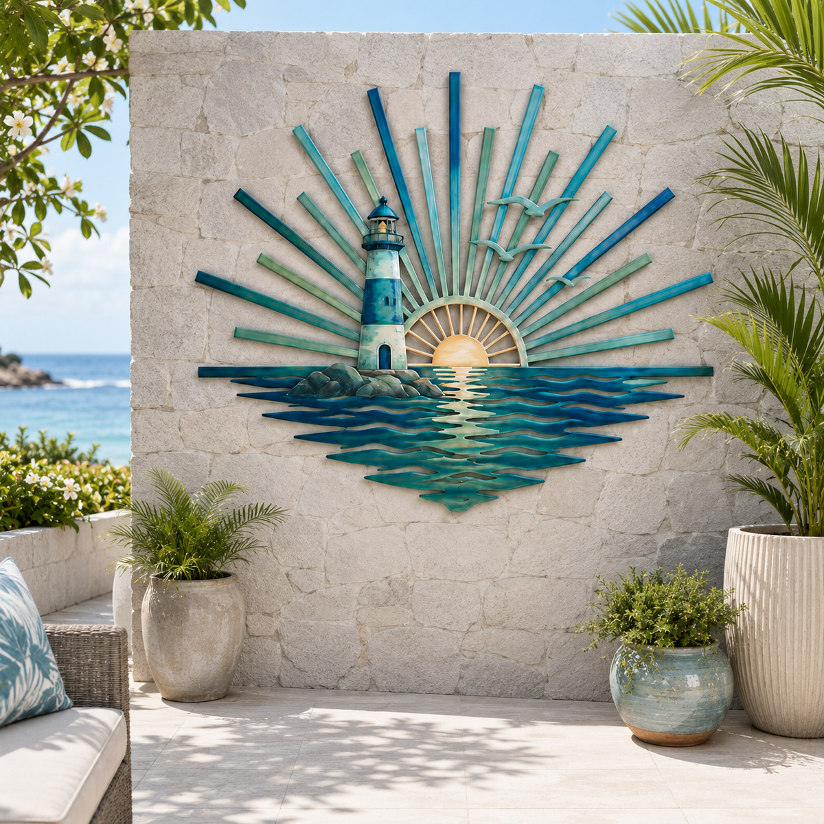 🌊 ‘Legend of the Sunset Tides’ Metal Wall Art: Coastal Ocean Sunset Decor! 🌅