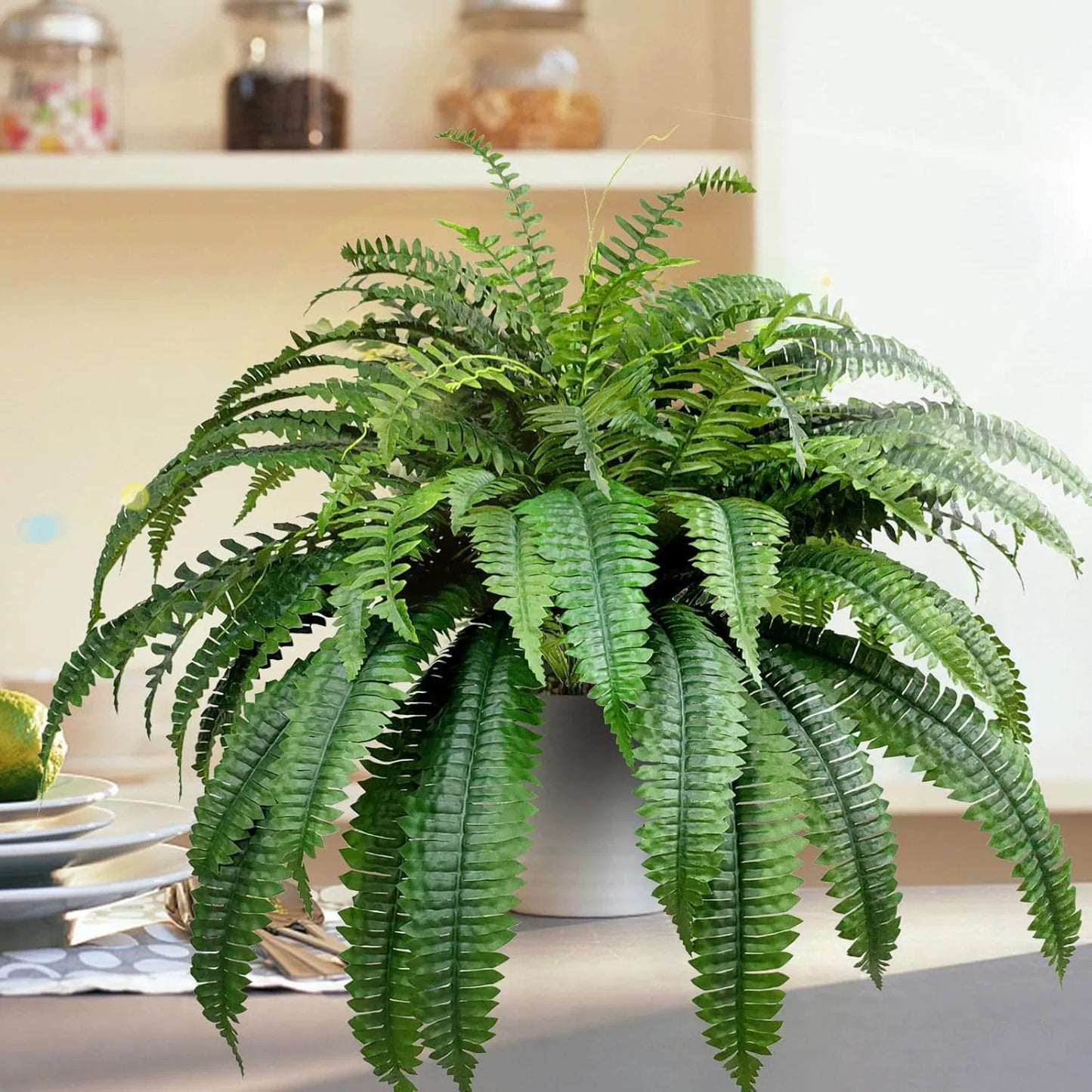 🌿So real, you’ll try to water it☀️ Sun won’t fade it, rain won’t ruin it – outdoor‑ready artificial fern!   🛡️