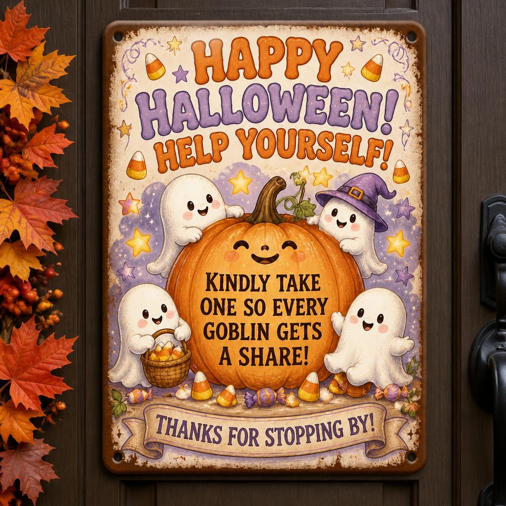 👻 Enjoy the Party! Keep the Magic Alive for Every Kid with This Vintage Halloween Porch Sign 🎃