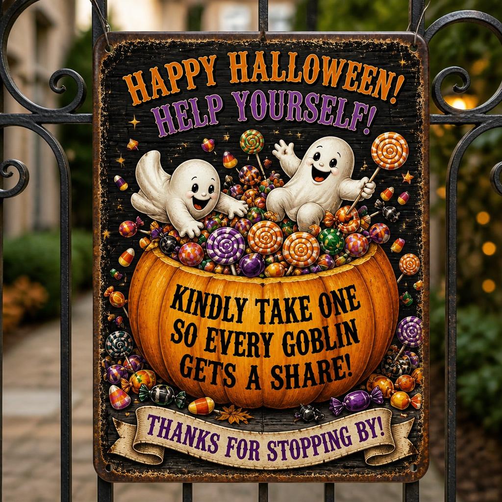 👻 Enjoy the Party! Keep the Magic Alive for Every Kid with This Vintage Halloween Porch Sign 🎃