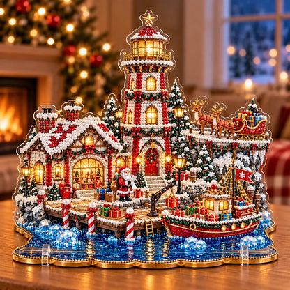 🗼DIY Pearl Diamond Christmas Lighthouse Kit -- 8 Coastal Styles, Bead-by-Bead Craft & Standing Holiday Display