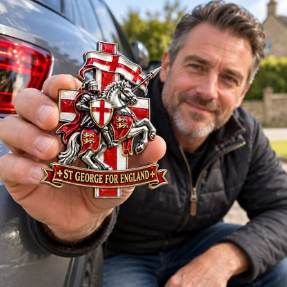 🛡️⚔️ St George Commemorative Metal Car Emblem — English Heritage Tribute with Cross of St George