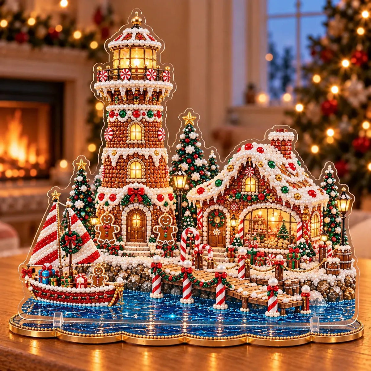🗼DIY Pearl Diamond Christmas Lighthouse Kit -- 8 Coastal Styles, Bead-by-Bead Craft & Standing Holiday Display