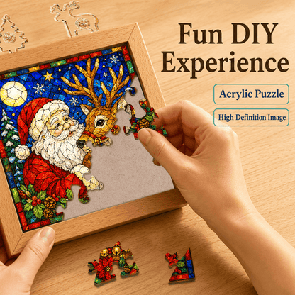 🧩🎄 Acrylic Puzzle Night Light — DIY Christmas Scene with Warm LED Glow