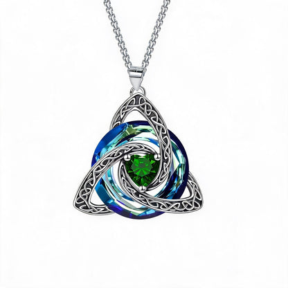 🍀💎 Birthstone Celtic Trinity Knot Necklace — Personalised Irish-Scottish Keepsake in 12 Birthstone Colours
