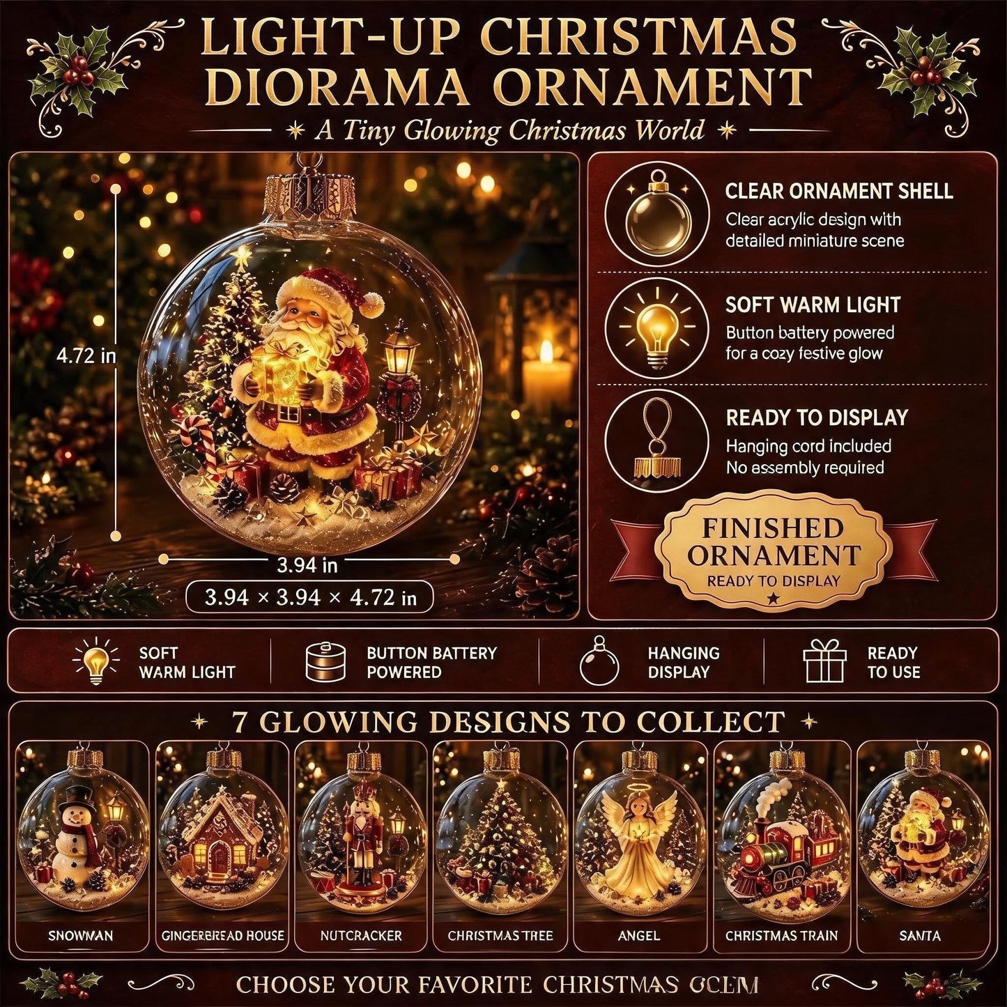 🎄 Lighted Christmas Diorama Globe Ornament: Magical Winter Wonderland Decor! 🎄