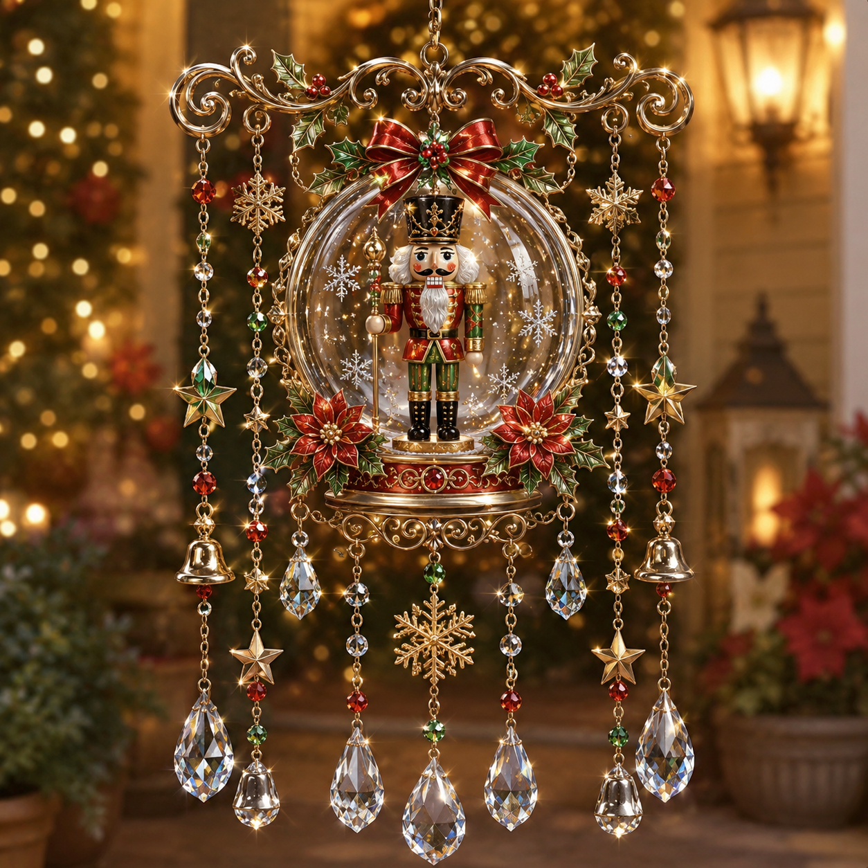 🎄 Christmas Crystal Wind Chime: Sparkling Holiday Porch & Garden Decor! ✨