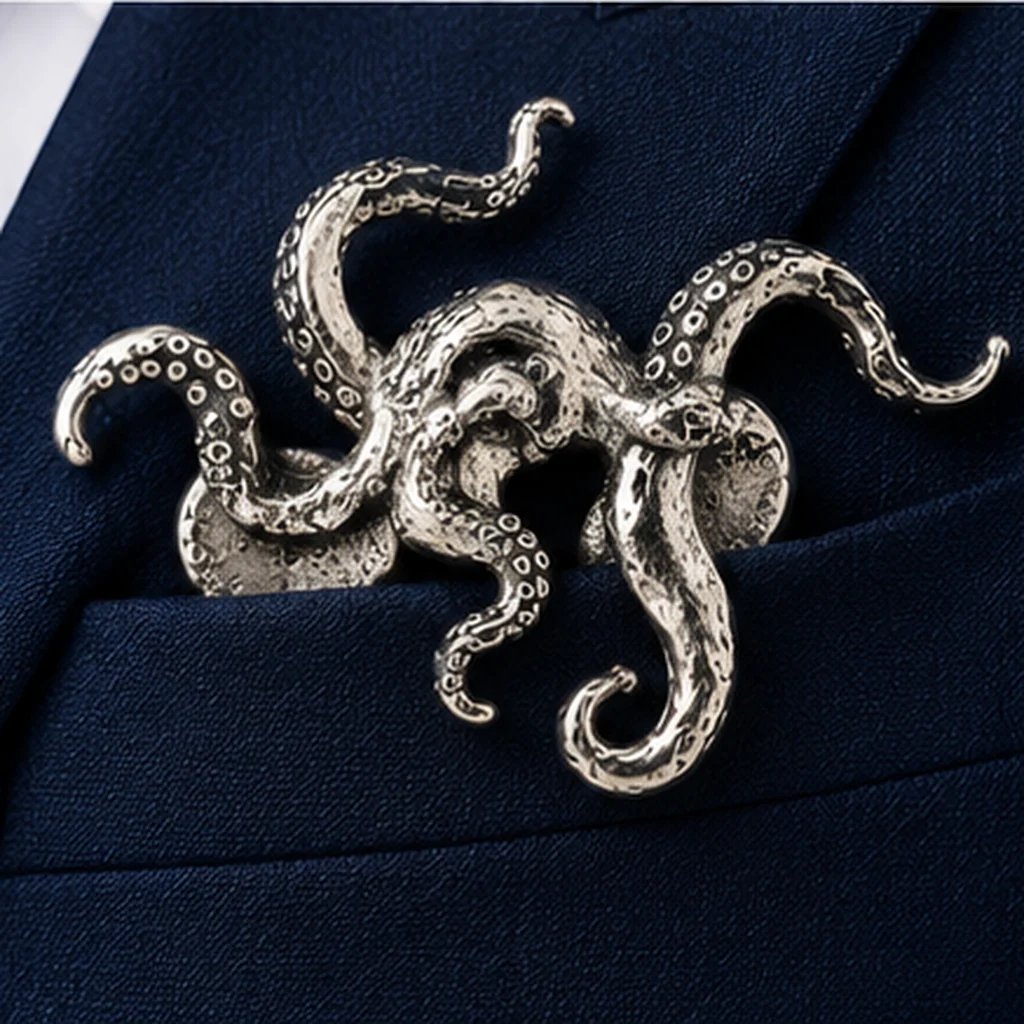 🐊✨ Sculptural Animal Metal Pocket Square