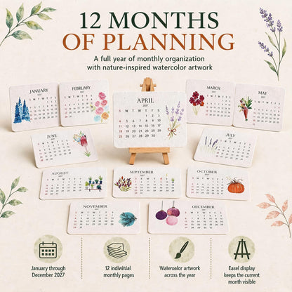 🌱 2027 Seed Paper Calendar — Plantable Eco-Friendly Gift with 12 Botanical Designs