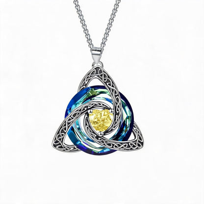 🍀💎 Birthstone Celtic Trinity Knot Necklace — Personalised Irish-Scottish Keepsake in 12 Birthstone Colours