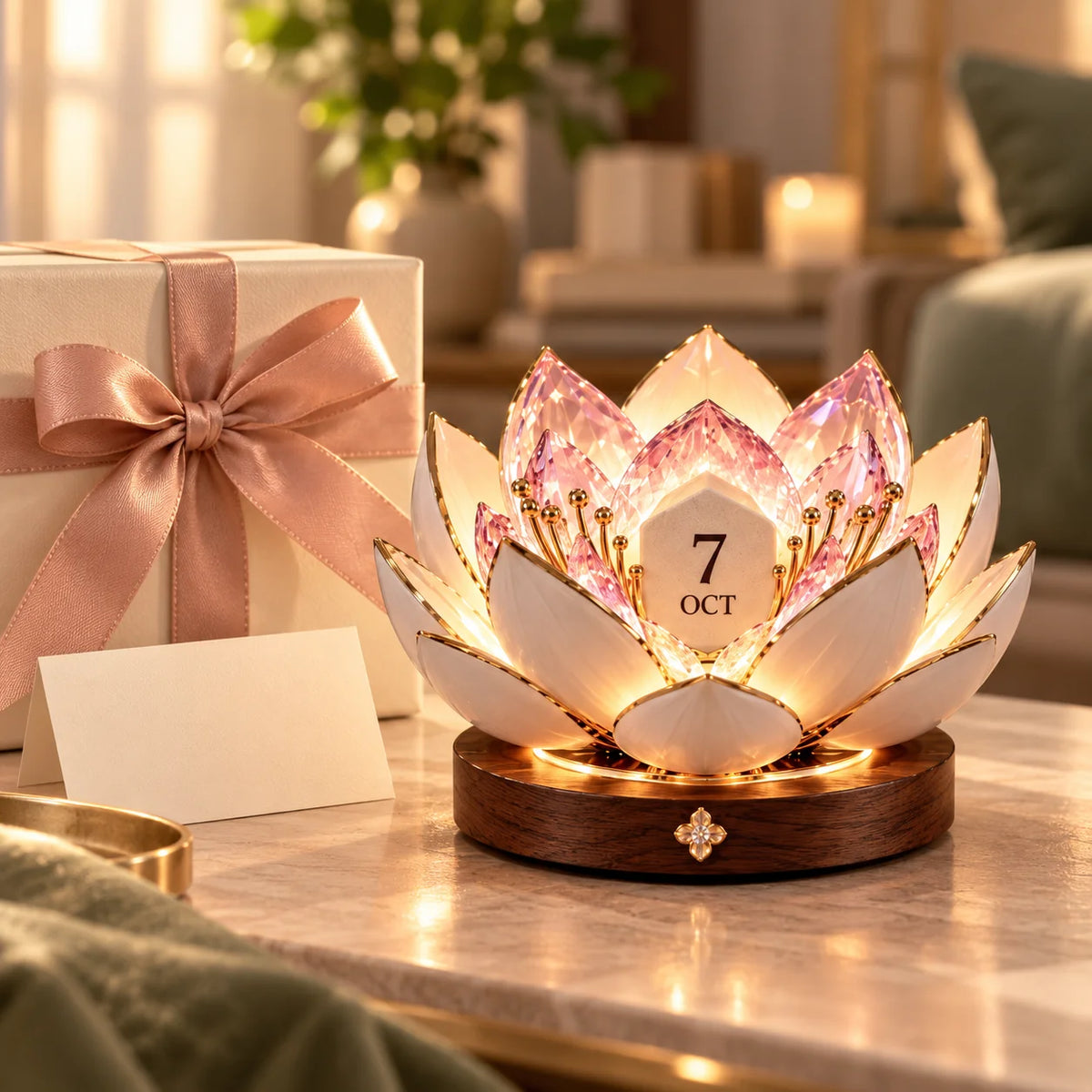 🌸 Automatic Blooming Perpetual Calendar — Flower Calendar That Shows the Date with Warm Ambient Light