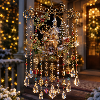 🎄 Christmas Crystal Wind Chime: Sparkling Holiday Porch & Garden Decor! ✨