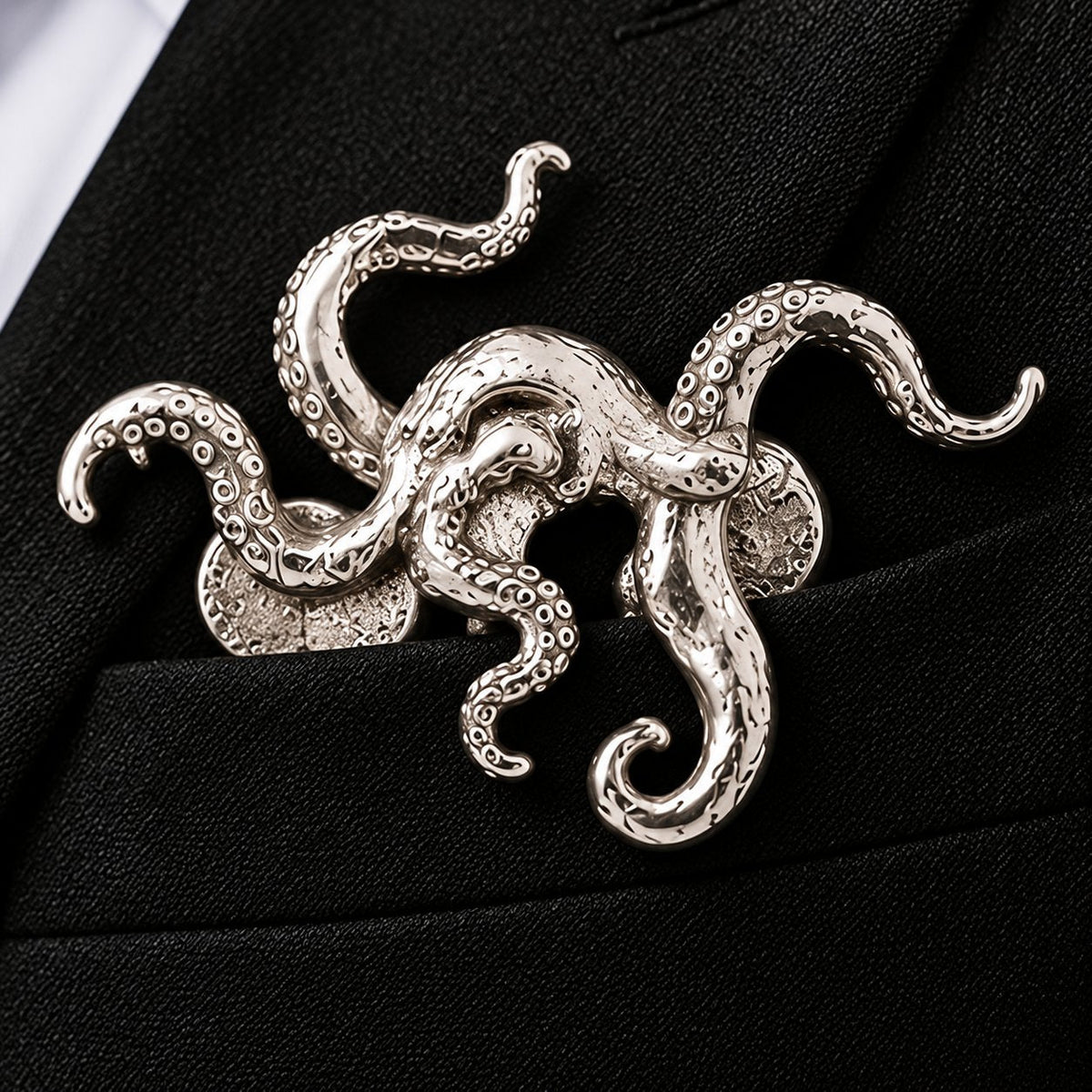 🐊✨ Sculptural Animal Metal Pocket Square
