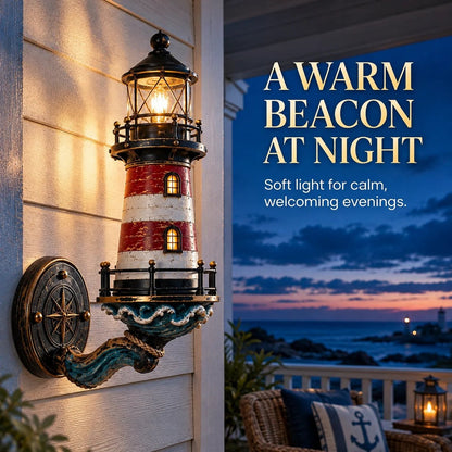 🌊⚓ Vintage Coastal Lighthouse Wall Light — Nautical Glow for Porch, Lake House & Beach Home