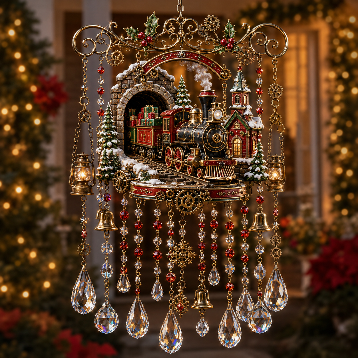 🎄 Christmas Crystal Wind Chime: Sparkling Holiday Porch & Garden Decor! ✨