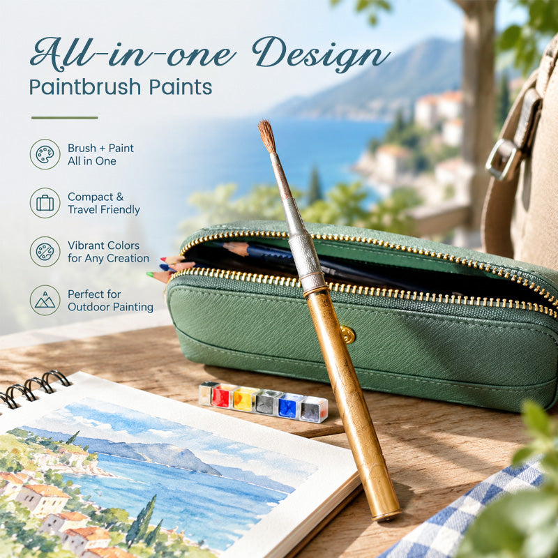 🎨Portable Paintbrush & Colors Set — All-in-One Travel Painting Kit