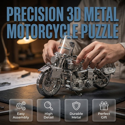 🏍️ 3D Stainless Steel Harley-Style Motorcycle Kit: DIY Mechanical Model Display! 🛠️