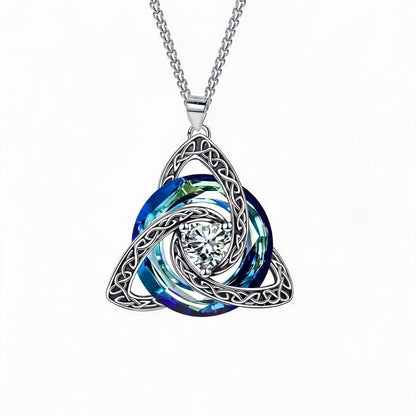 🍀💎 Birthstone Celtic Trinity Knot Necklace — Personalised Irish-Scottish Keepsake in 12 Birthstone Colours