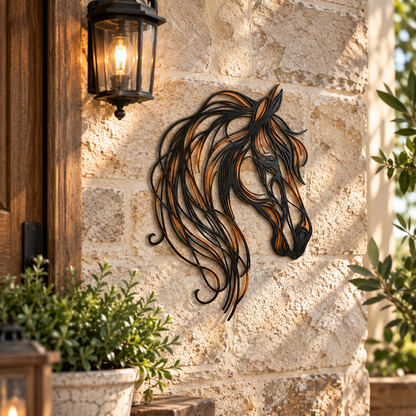 🐎✨ Horse Head Metal Wall Art — Equestrian Openwork Décor in Black, Bronze & Copper