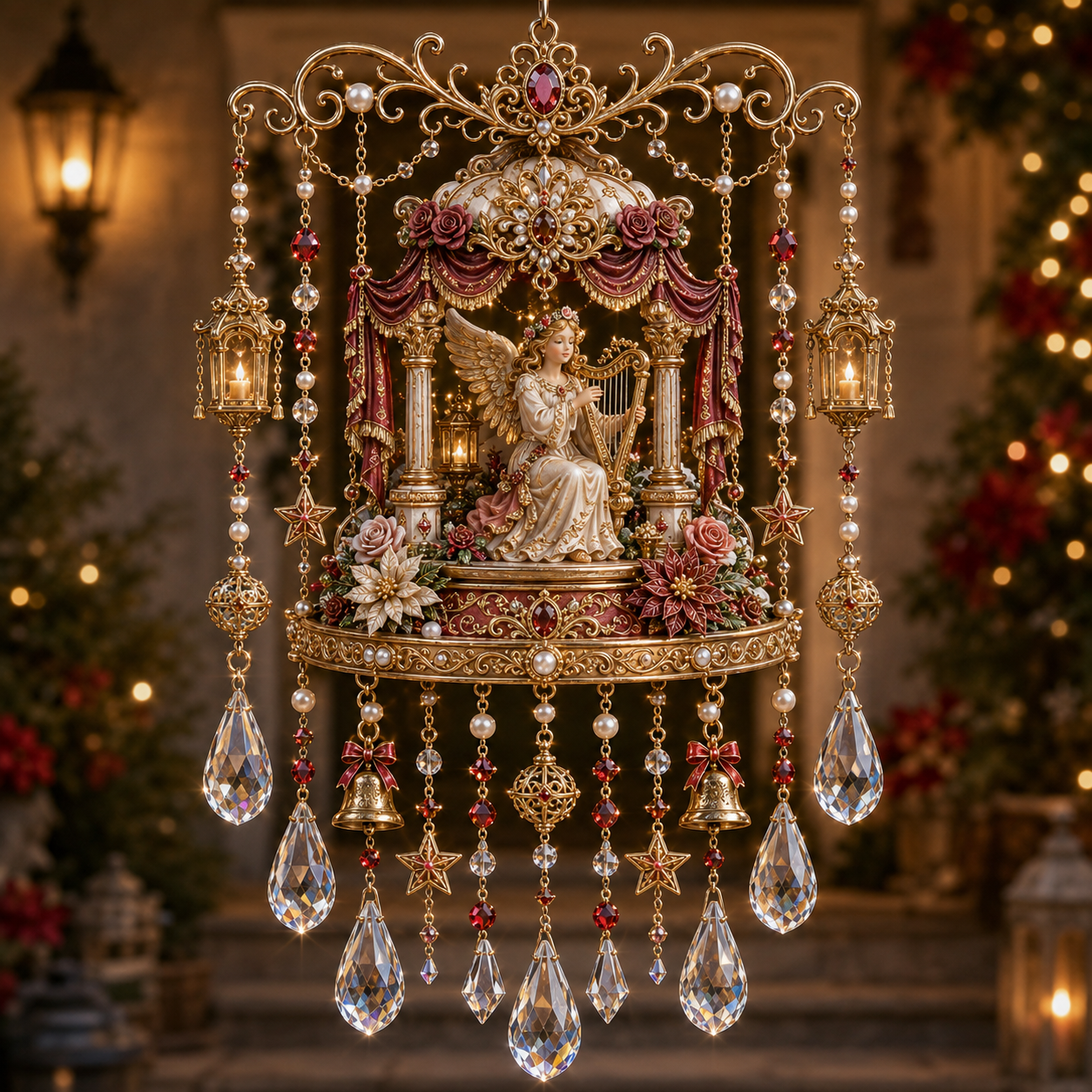 🎄 Christmas Crystal Wind Chime: Sparkling Holiday Porch & Garden Decor! ✨